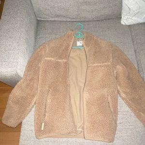Aritzia TNA Teddy Fuzzy Camel Jacket